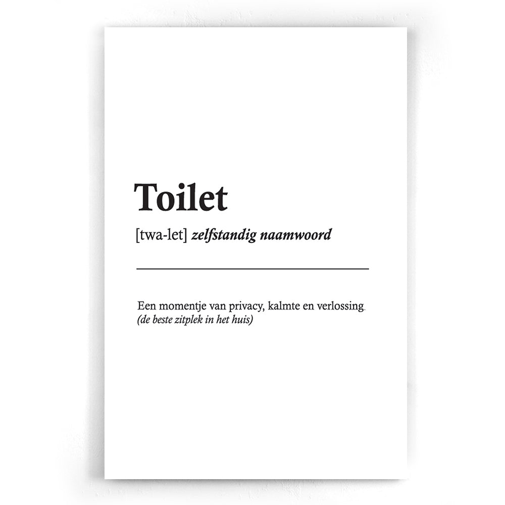 Woordenboek Toilet I Typografische poster I Quotes I Walljar.com