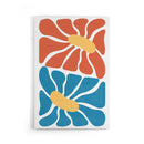 Rood en Blauw Abstracte Bloemen Poster