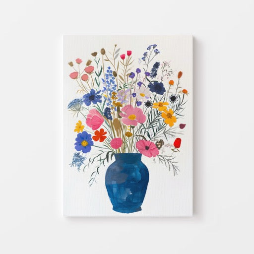 Blauwe Vaas met bloemen Poster