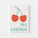 Breng een vleugje Franse charme in je interieur met de Ma Chérie Poster. Dit speelse ontwerp met twee kersen en een frisse typografie in turquoise en oranje heeft een retro vibe die perfect past in keukens, eetkamers of gezellige hoekjes. Een echte blikvanger die liefde en vrolijkheid uitstraalt.