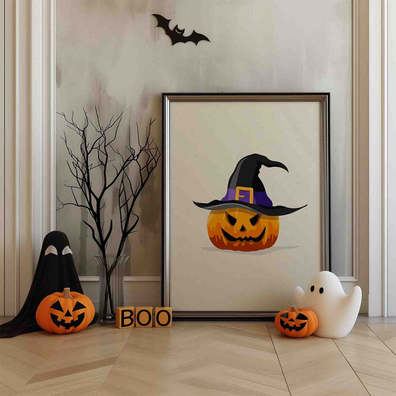 Halloween Pumpkin with Hat Poster van Walljar is dé eyecatcher van jouw Halloween decoratie! 