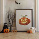 Halloween Smiley Pumpkin Poster van Walljar brengt direct de Halloween-sfeer in huis!&nbsp;De poster toont een oranje pompoen met een brede glimlach en vrolijke ogen,