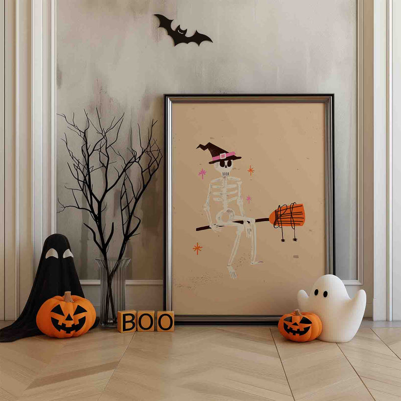 Halloween Skeleton on Broom