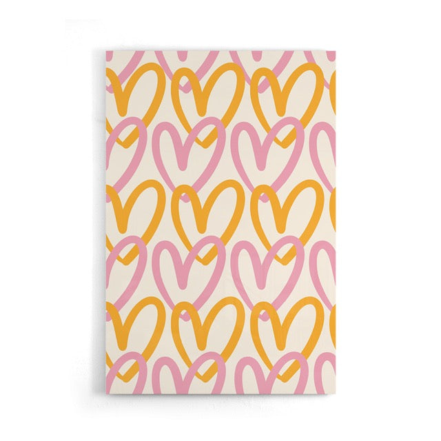 Roze en Oranje Hartjes Poster