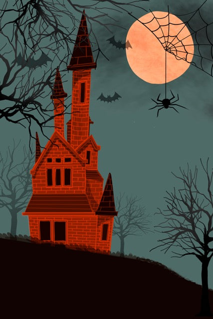 De Halloween Haunted Mansion Poster van Walljar is een eerbetoon aan klassieke Halloweenstijl.&nbsp;