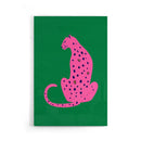 Deze Roze Luipaard Poster is een echte eyecatcher voor ieder interieur. De combinatie van een felroze luipaard met donkerblauwe stippen tegen een diepgroene achtergrond