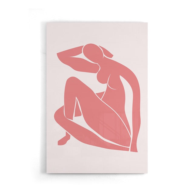 Deze stijlvolle abstracte vrouw silhouet poster in zachtroze tinten brengt rust, elegantie en een vleugje modern design in je interieur. De minimalistische lijnen en zachte kleuren geven de print een tijdloze, Scandinavische uitstraling die perfect past in zowel woonkamers als slaapkamers, hallen of creatieve werkplekken.