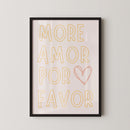 Breng een positieve vibe in je interieur met de “More Amor Por Favor” Poster. Deze moderne typografieposter met een zachte pastel look en een speels hartje is perfect om liefde en optimisme in huis, kantoor of studio te brengen. De Spaanse tekst betekent “Meer liefde, alsjeblieft” en geeft een warme, internationale touch aan elke ruimte.