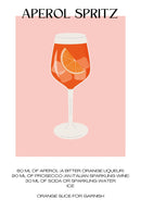  De Aperol Spritz cocktail poster met recept erbij met de kleuren roze en oranje. &nbsp;Leuke zomerposter met vrolijke kleuren. 