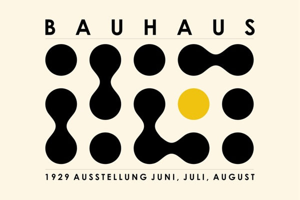 Bauhaus Ausstellung 1929 Geel poster. Ook beschikbaar op canvas en glasschilderij. Verkrijgbaar bij Walljar