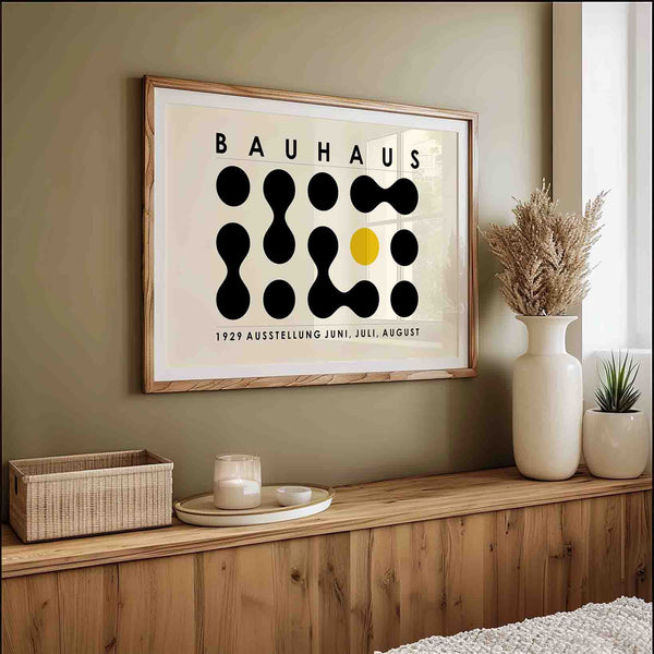 Bauhaus Ausstellung 1929 Geel poster. Ook beschikbaar op canvas en glasschilderij. Verkrijgbaar bij Walljar
