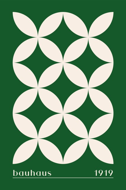 Bauhaus 1919 Poster - groen en beige design beschikbaar bij Walljar. Ook als canvas en glasschilderij