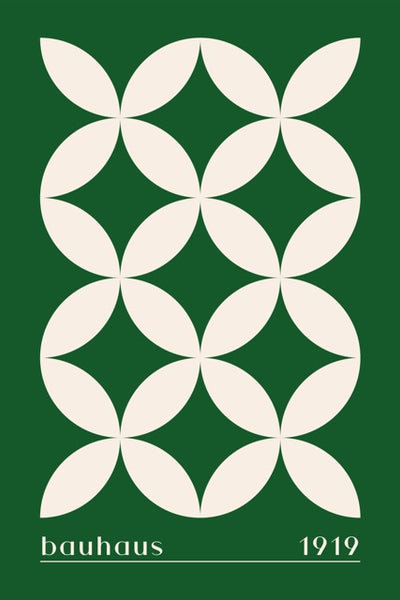 Bauhaus 1919 Poster - groen en beige design beschikbaar bij Walljar. Ook als canvas en glasschilderij