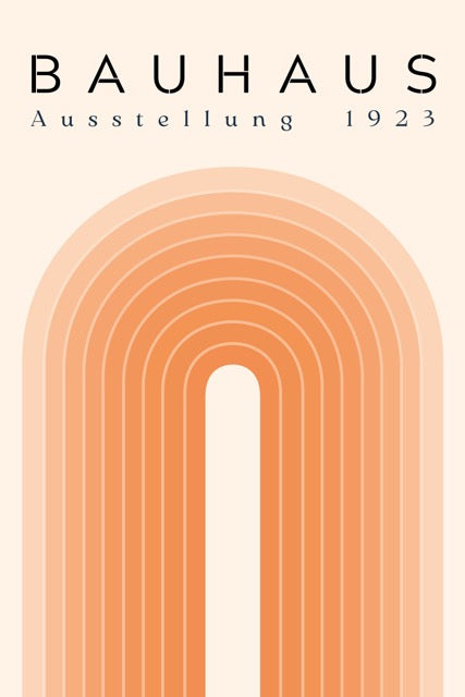 Bauhaus Ausstellung 1919 Poster - Warm en minimalistisch design in oranje beschikbaar als poster, canvas of glasschilderij bij Walljar