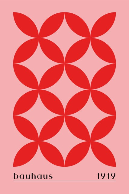 Bauhaus 1919 Poster - rood op roze design beschikbaar bij Walljar. Ook als canvas en glasschilderij