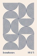 Bauhaus 1923 Poster - Minimalistische design in blauw en beige beschikbaar als poster, canvas en glasschilderij