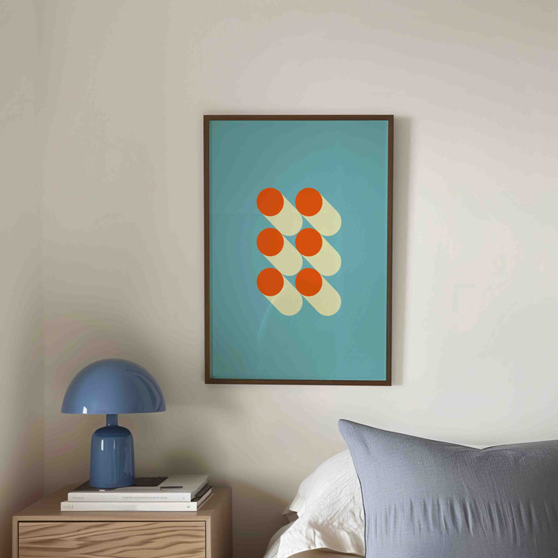 Bauhaus Poster Oranje cirkels met Blauwe achtergrond. Shop de Bauhaus collectie op Walljar.com. Verkrijgbaar als poster (ingelijst), canvas en glasschilderij.