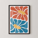 Rood en Blauw Abstracte Bloemen Poster