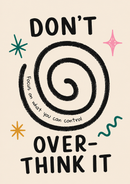 Don’t Overthink It poster met zwarte spiraal en quote Focus on What You Can Control op beige achtergrond