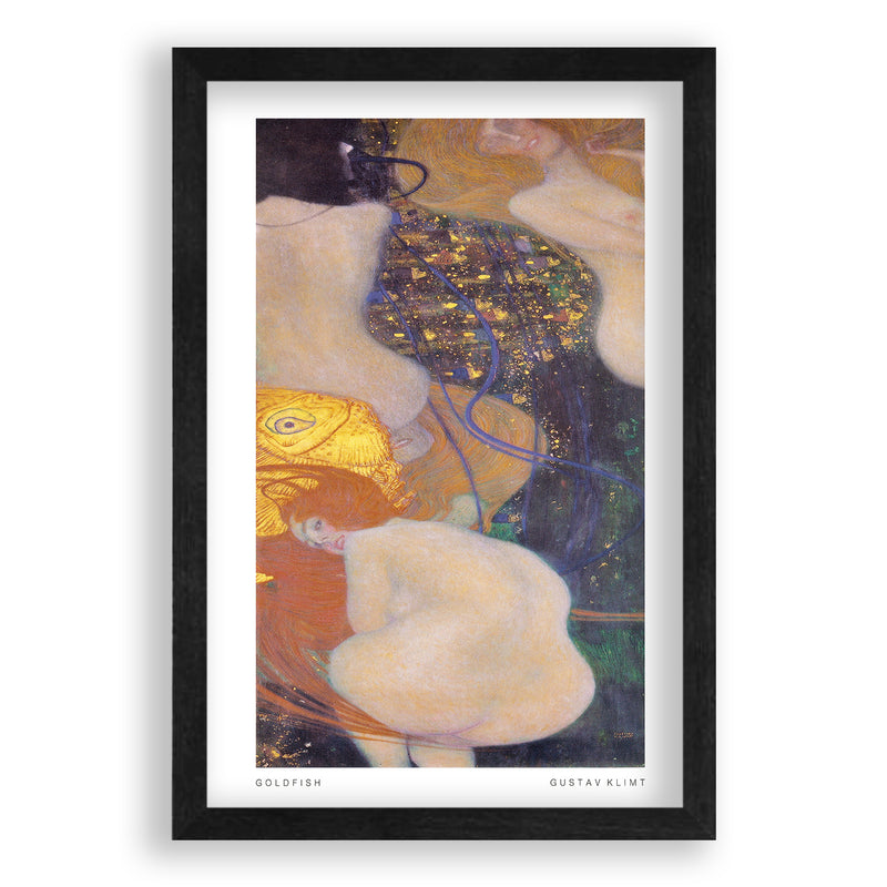 Gustav Klimt-Goldfish-Poster-Zwart Eikenhoutenlijst-Walljar