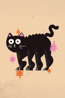 Breng een vleugje mysterie (én humor) in je interieur met de Halloween Black Cat Poster van Walljar! 