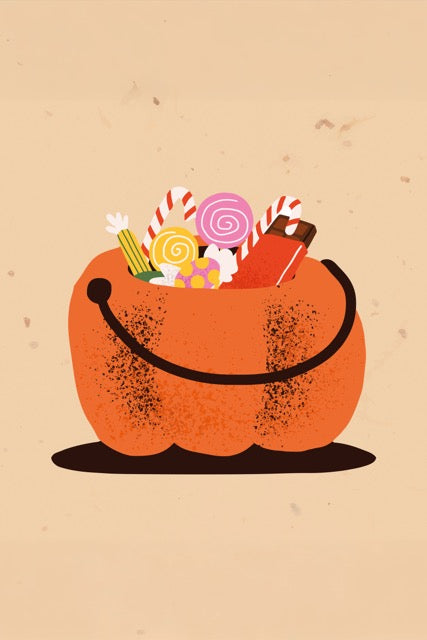Zoet, speels en perfect voor de Halloween periode — de&nbsp;Halloween Candy Bucket Poster van Walljar brengt instant vrolijkheid aan je muur!&nbsp;