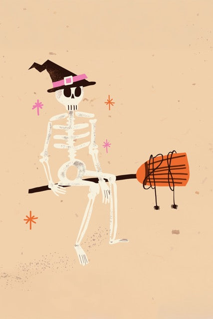 Halloween Skeleton on Broom