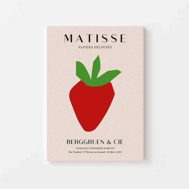 Geef je interieur een artistieke en minimalistische touch met deze Matisse-achtige Papiers Découpés poster met een aardbei.