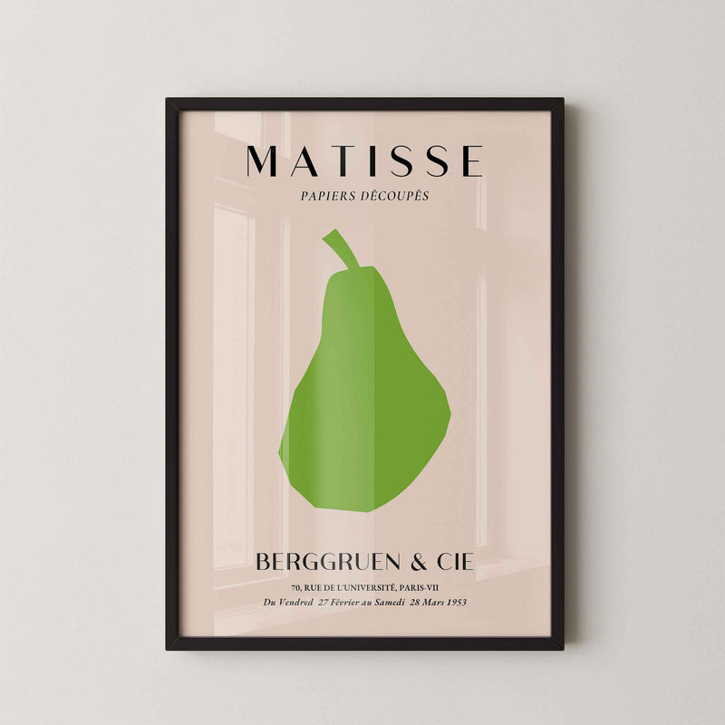 Geef je interieur een artistieke en minimalistische touch met deze Matisse-achtige Papiers Découpés poster met een peer.