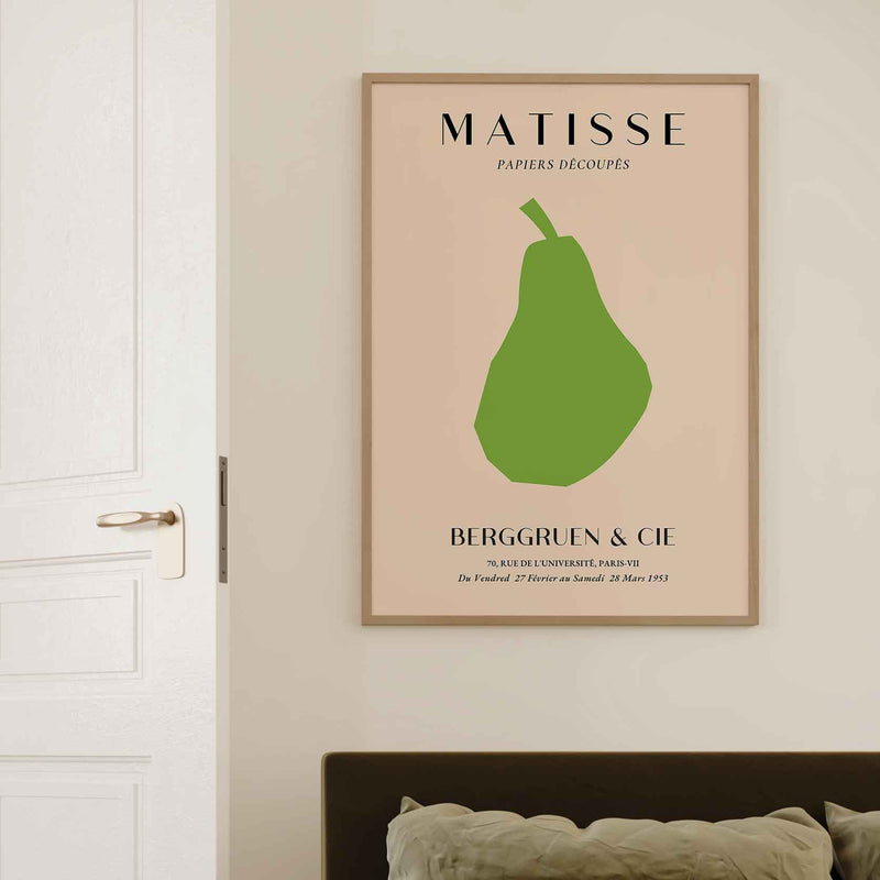 Geef je interieur een artistieke en minimalistische touch met deze Matisse-achtige Papiers Découpés poster met een peer.