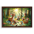 Picknick met bosbewoners in de zon Walljar kinderposter