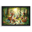 Picknick met bosbewoners in de zon Walljar kinderposter