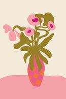 Roze bloemen in vaas Illustratie