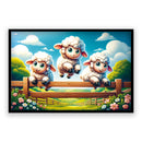 Vreugdesprongen - Blije schapen over het hek