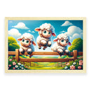 Vreugdesprongen - Blije schapen over het hek