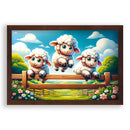 Vreugdesprongen - Blije schapen over het hek