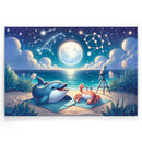 Sterrennacht met dolfijn en krab Walljar kinderposter