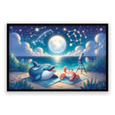Sterrennacht met dolfijn en krab Walljar kinderposter