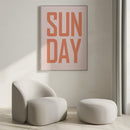 Voeg een speelse en moderne touch toe aan je interieur met deze typografische Sunday poster in frisse perzikkleur op een zachtroze achtergrond. Het minimalistische ontwerp straalt rust en positiviteit uit en past perfect in een Scandinavisch of modern interieur. Geprint op 250 grams premium satin papier voor een luxe uitstraling en haarscherpe details – ideaal om je muur op te fleuren.