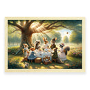 Theetijd met bosbewoners in de zon Walljar Kinderposter