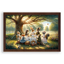 Theetijd met bosbewoners in de zon Walljar Kinderposter