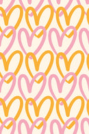 Geef je interieur een speels en vrolijk accent met deze hartjesposter in roze en oranje tinten. Het herhalende patroon van handgetekende harten op een zachte achtergrond brengt warmte en positiviteit in elke ruimte. Geprint op 250 grams premium satin papier voor een luxe afwerking en heldere details – perfect als decoratie voor de woonkamer, slaapkamer of kinderkamer.