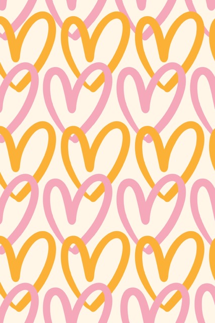 Geef je interieur een speels en vrolijk accent met deze hartjesposter in roze en oranje tinten. Het herhalende patroon van handgetekende harten op een zachte achtergrond brengt warmte en positiviteit in elke ruimte. Geprint op 250 grams premium satin papier voor een luxe afwerking en heldere details – perfect als decoratie voor de woonkamer, slaapkamer of kinderkamer.