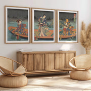 Utagawa Kunisada - Rowing Boat - Triptych