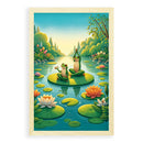 Yoga Kikkers op waterlelie Walljar Kinderposter