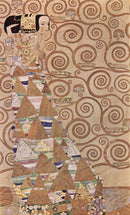 Gustav Klimt – Expectation: Een gestileerde vrouwenfiguur tussen goudkleurige spiralen en geometrische ornamenten.
