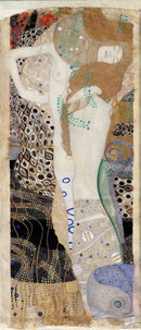 Gustav Klimt – Girlfriends: Twee vrouwelijke figuren in een langgerekte compositie met sierlijke patronen en zachte kleuren.