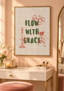 Flow with Grace – Strik en Kaars boven een kaptafel in een perzikkleurige kleedkamer