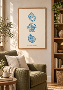 Salt Water Therapy – Drie Blauwe Schelpen in een sfeervol interieur