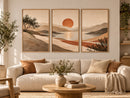 Japandi Sunset drieluik in lichte woonkamer